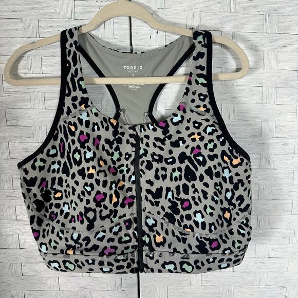 Torrid women’s sports bra animal print zip front colorful athletic plus size ￼ - Picture 1 of 10